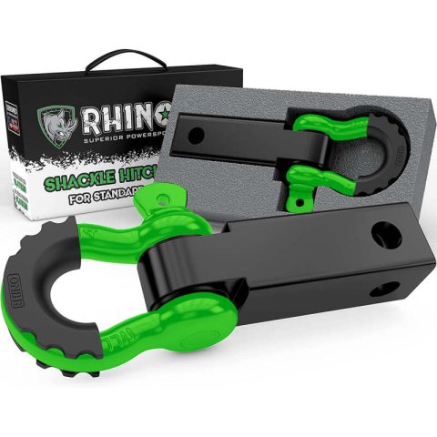 Rhino USA Shackle Hitch Receiver W/ D-Ring (Green) thumbnail 1