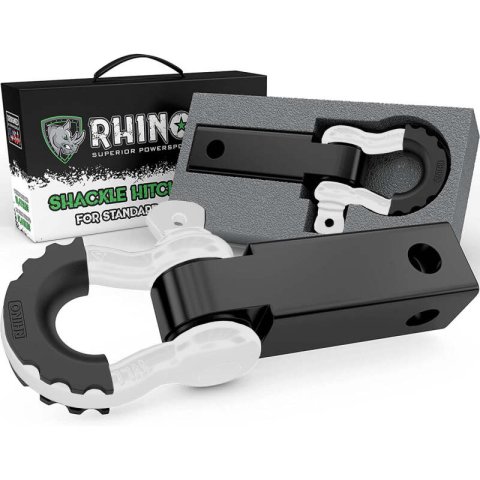 Rhino USA Shackle Hitch Receiver W/ D-Ring (White) thumbnail 1