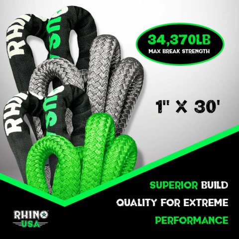 Rhino USA Kinetic Energy Recovery Rope (1In X 30Ft) Gray thumbnail 4
