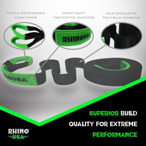 Rhino USA Recovery Tow Strap 2Inx20Ft (Black) thumbnail 2