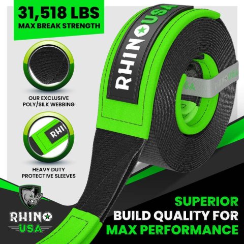 Rhino USA Recovery Tow Strap 3Inx20Ft (Black) thumbnail 2