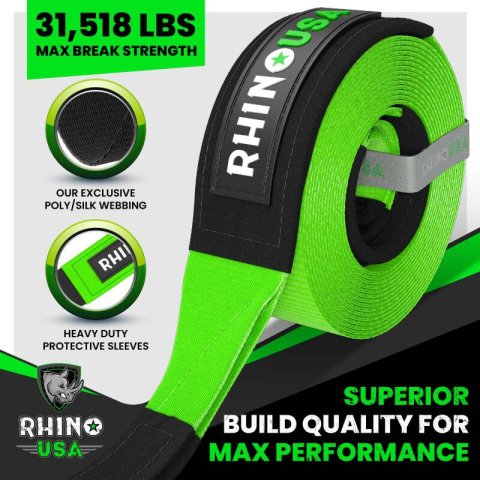 Rhino USA Recovery Tow Strap 3Inx30Ft (Green) thumbnail 5