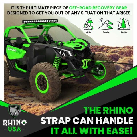 Rhino USA Recovery Tow Strap 3Inx30Ft (Green) thumbnail 7