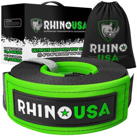 Rhino USA Recovery Tow Strap 4Inx30Ft (Black) thumbnail 1