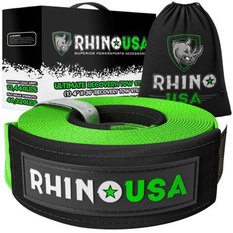 Rhino USA Recovery Tow Strap 4Inx30Ft (Green) thumbnail 1