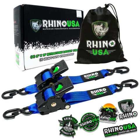 Rhino USA Retractable Ratchet Straps (2Pk 2Inx10Ft) Blue thumbnail 1