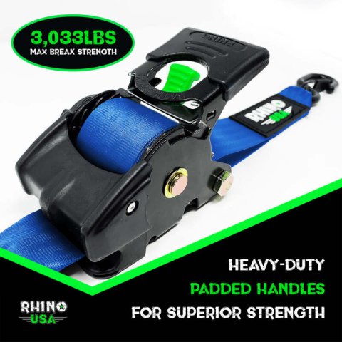 Rhino USA Retractable Ratchet Straps (2Pk 2Inx10Ft) Blue thumbnail 2