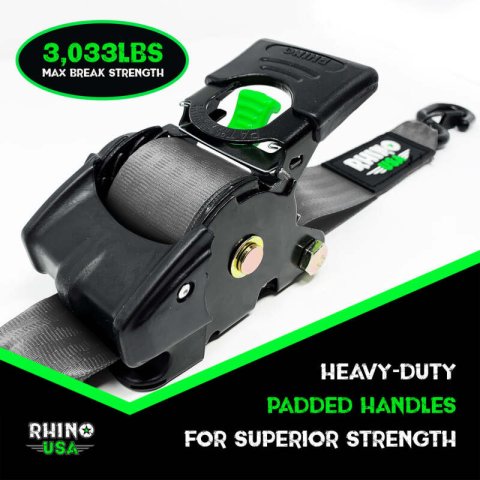 Rhino USA Retractable Ratchet Straps (2Pk 2Inx10Ft) Gray thumbnail 2