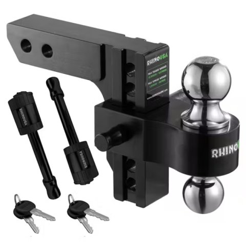 Rhino USA 8In Heavy Duty Drop Hitch - 2In (Black) thumbnail 1