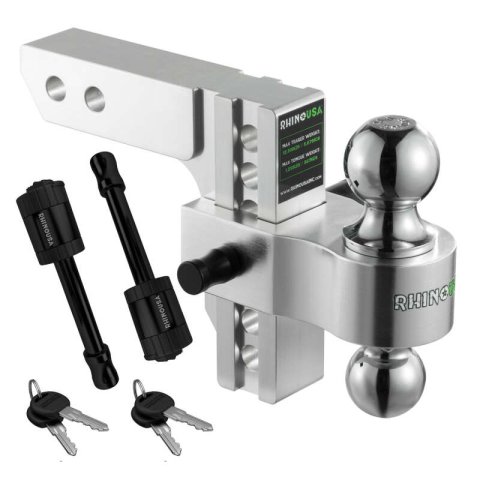 Rhino USA 6In Heavy Duty Drop Hitch - 2In (Silver) thumbnail 1