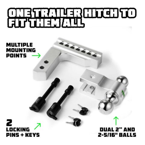 Rhino USA 6In Heavy Duty Drop Hitch - 2In (Silver) thumbnail 2