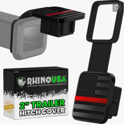 Rhino USA 2In American Flag Hitch Cover - Black & Red thumbnail 1