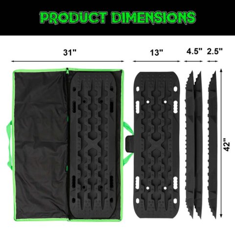 Rhino USA Recovery Traction Boards - Black (Pair) thumbnail 2