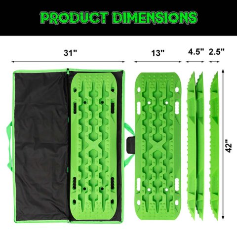 Rhino USA Recovery Traction Boards - Green (Pair) thumbnail 2