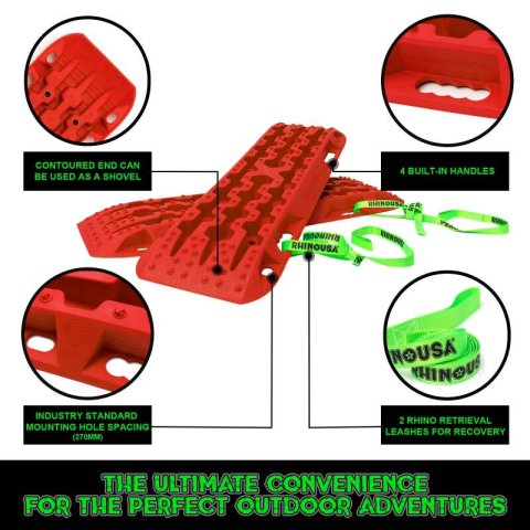 Rhino USA Recovery Traction Boards - Red (Pair) thumbnail 3
