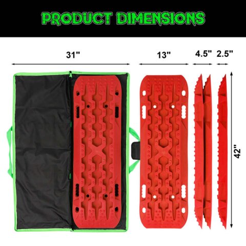 Rhino USA Recovery Traction Boards - Red (Pair) thumbnail 4