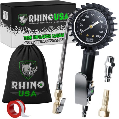 Rhino USA 100 Psi Analog Tire Inflator Gauge