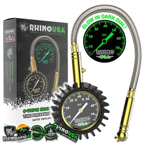 Rhino USA 75 Psi Analog Heavy Duty Tire Pressure Gauge thumbnail 1