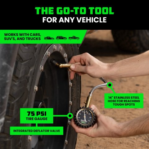 Rhino USA 75 Psi Analog Heavy Duty Tire Pressure Gauge thumbnail 4