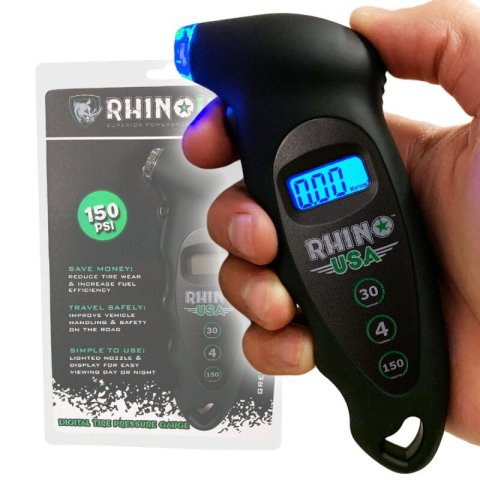 Rhino USA Digital Tire Pressure Gauge 150 Psi (Black) thumbnail 1
