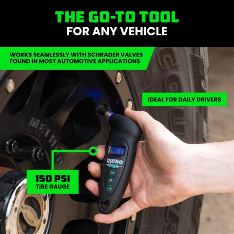 Rhino USA Digital Tire Pressure Gauge 150 Psi (Black) thumbnail 5