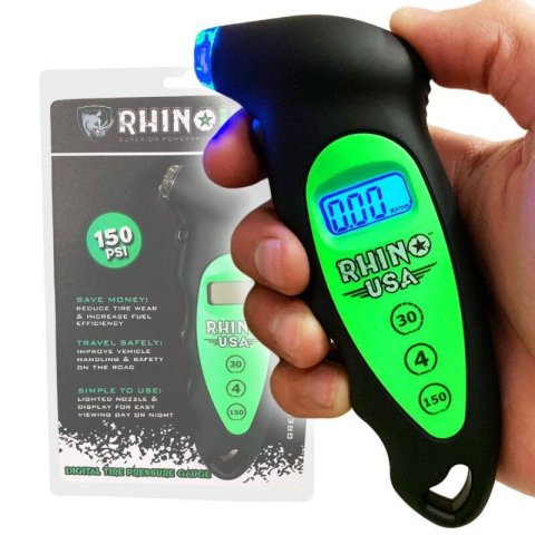 Rhino USA Digital Tire Pressure Gauge 150 Psi (Green) thumbnail 1