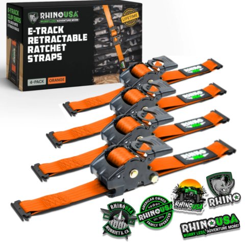 Rhino USA Retractable Ratchet Straps (2Pk 1Inx10Ft) Orange thumbnail 2
