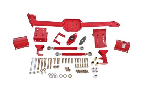 BMR 05-14 S197 Mustang Body Mount Watts Link Rod End/Poly w/ Adj. Axle Clamps - Red thumbnail 2