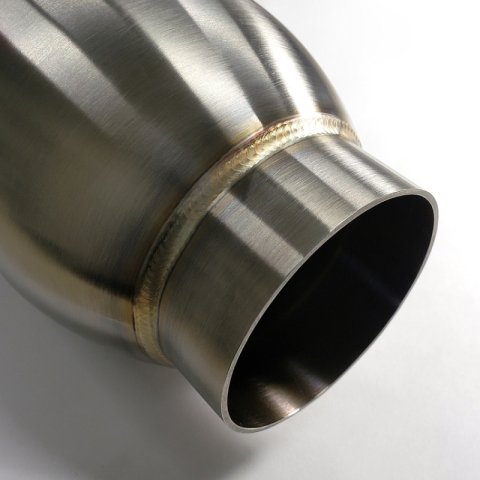 Stainless Bros 2.5in Inlet/Outlet 3.5in Body x 12in OAL SS304 Louvered Bullett Resonator thumbnail 1