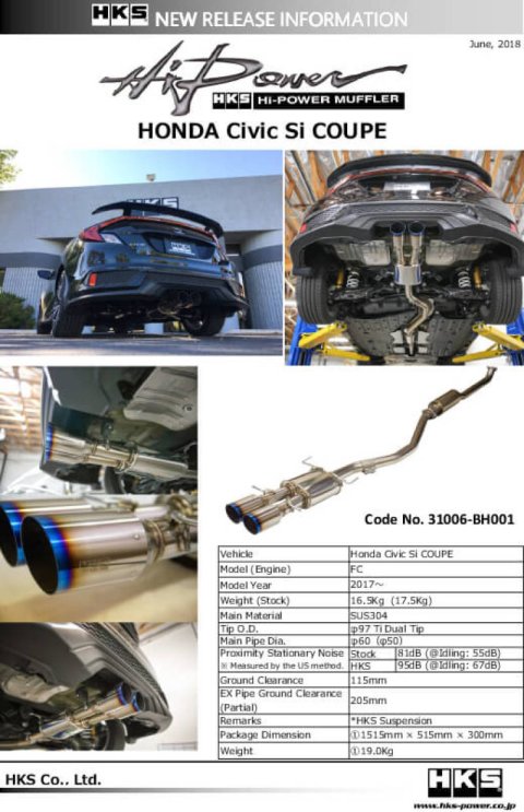 HKS Hi-Power Muffler for Civic SI Coupe (FC3) thumbnail 2