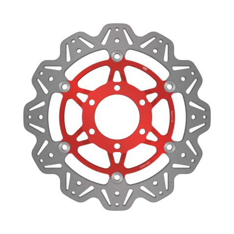 EBC 98-00 Triumph Hinckley Daytona 955i (w/6 Bolt Sngl Side Arm) Frt Lft/Rght Vee Floating Red Rotor