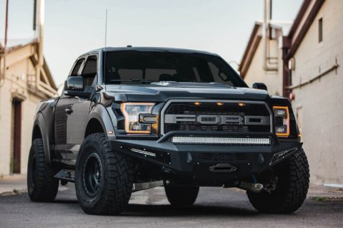 Addictive Desert Designs 17-18 Ford F-150 Raptor HoneyBadger Front Bumper w/ Winch Mount thumbnail 3