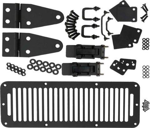 Kentrol 78-95 Jeep CJ/Wrangler YJ Hood Kit With TJ Style Hood Catch - Powdercoat Black thumbnail 1