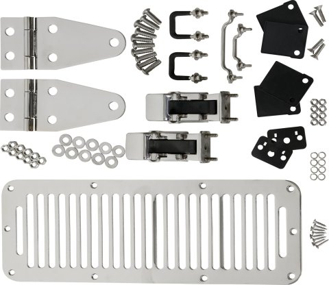 Kentrol 78-95 Jeep CJ/Wrangler YJ Hood Kit With TJ Style Hood Catch - Polished Silver thumbnail 1