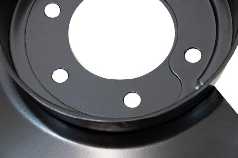 Kentrol 76-78 Jeep CJ Disc Brake Dust Cover Jeep Black Powdercoat Stainless thumbnail 1