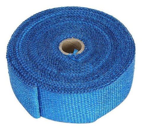 Torque Solution 50in x 2in Universal Fiberglass Exhaust Wrap - Blue thumbnail 2