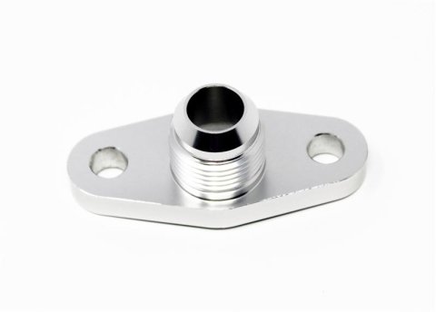 Torque Solution Billet Offset Oil Drain Flange w/ Integrated -10AN Flange: T3/T4 & PTE/Borg Turbo thumbnail 1