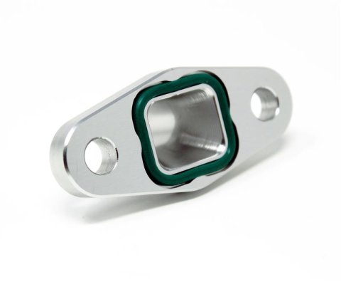 Torque Solution Billet Offset Oil Drain Flange w/ Integrated -10AN Flange: T3/T4 & PTE/Borg Turbo thumbnail 2