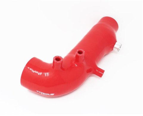 Torque Solution Turbo Inlet Hose Black: 02-07 Subaru WRX/04-18 STI/05-09 Legacy GT/04-13 FTX - Red thumbnail 1