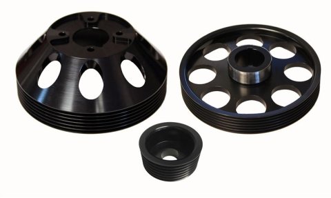Torque Solution Lightweight WP/Crank/Alt Pulley Combo (Black): Hyundai Genesis Coupe 3.8 2010+ thumbnail 1