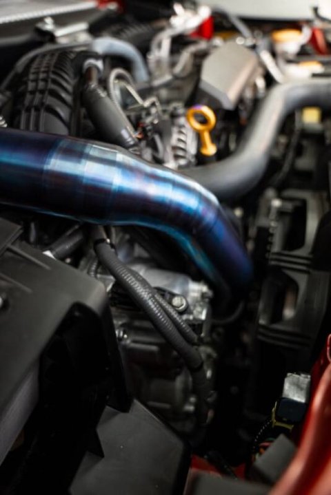 Torque Solution 2022+ Subaru WRX / 19-23 Subaru Ascent Titanium Top Mount Charge Pipe - Burnt Blue thumbnail 2