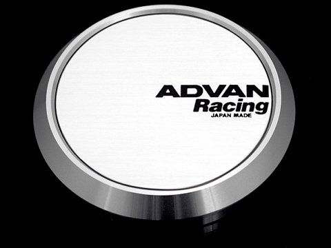 Advan 73mm Flat Center Cap - White/Silver Alumite