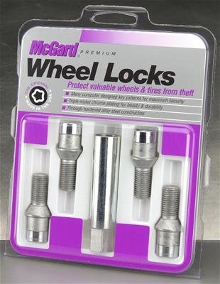McGard Wheel Lock Bolt Set - 4pk. (Tuner / Cone Seat) M12X1.5 / 17mm Hex / 29.6mm Shank L. - Chrome thumbnail 2