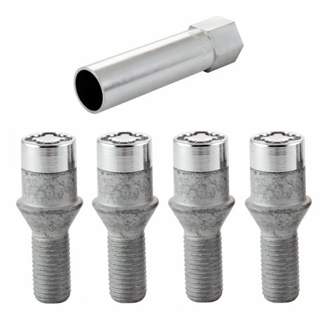 McGard Wheel Lock Bolt Set - 4pk. (Tuner / Cone Seat) M12X1.5 / 17mm Hex / 29.6mm Shank L. - Chrome thumbnail 4
