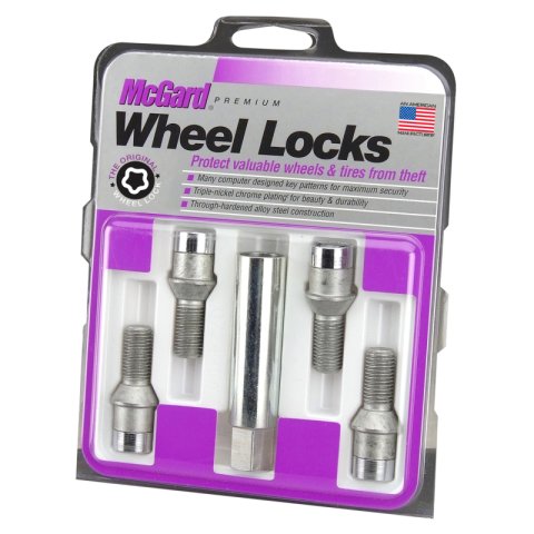 McGard Wheel Lock Bolt Set - 4pk. (Tuner / Cone Seat) M12X1.5 / 17mm Hex / 29.6mm Shank L. - Chrome thumbnail 7