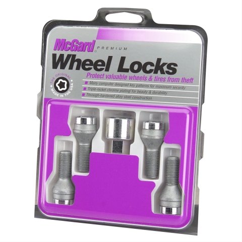 McGard Wheel Lock Bolt Set - 4pk. (Cone Seat) M14X1.5 / 17mm Hex / 27.5mm Shank Length - Chrome thumbnail 1