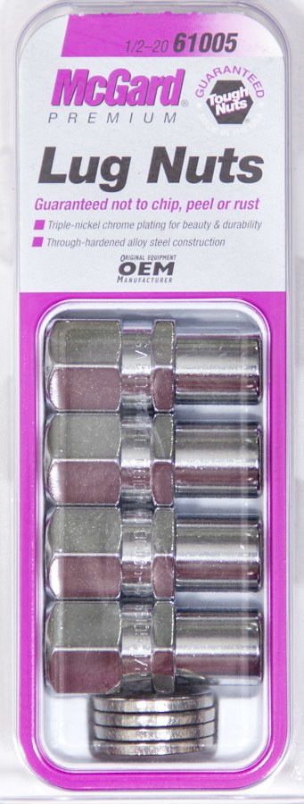 McGard Hex Lug Nut (Drag Racing Reg. Shank) 1/2-20 / 13/16 Hex / 1.86in. Length (4-Pack) - Chrome thumbnail 9