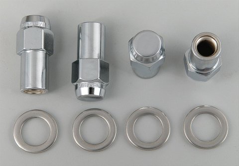 McGard Hex Lug Nut (Long Shank - .946in.) M12X1.5 / 13/16 Hex / 1.85in. Length (4-pack) - Chrome thumbnail 1