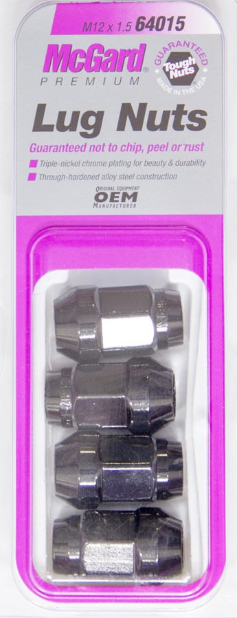 McGard Hex Lug Nut (Cone Seat Bulge Style) M12X1.5 / 3/4 Hex / 1.45in. Length (4-Pack) - Black thumbnail 7
