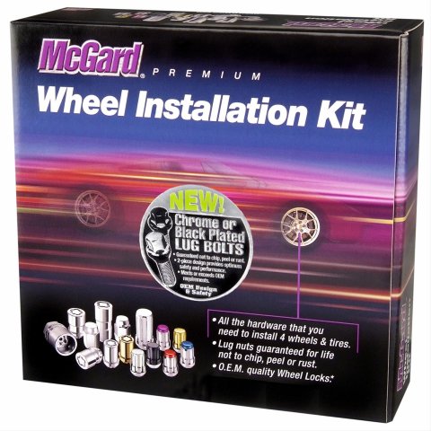 McGard 5 Lug Hex Install Kit w/Locks (Cone Seat Bolt) M12X1.25 / 17mm Hex / 25.6mm Shank L. - Black